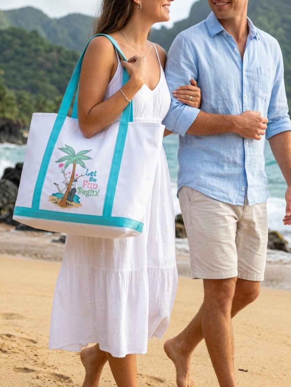 Lillian Rose Wedding Keepsake Nylon Tote Bag - Tropical Beach Honeymoon